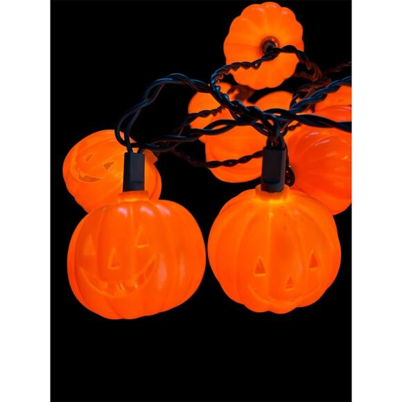VTG EUC 20 Electric Halloween Jack-o-lantern Blow Mold String Lights • Tested - Picture 7 of 8